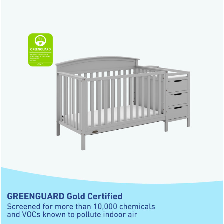 Pebble Gray Pine Convertible Crib and Changer with Storage