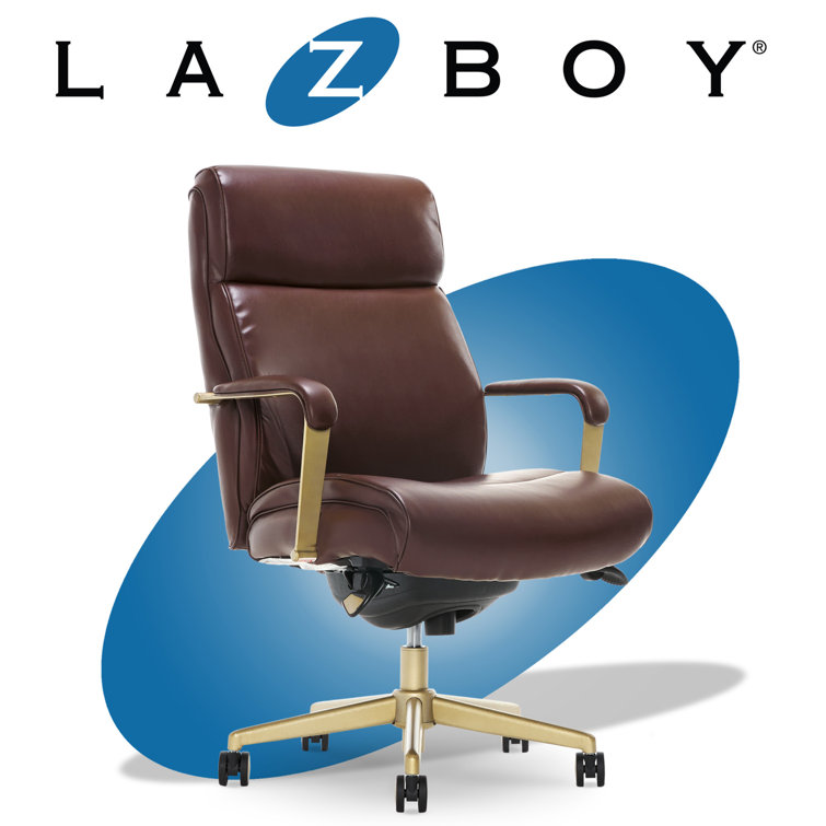 Brown Bonded Leather Ergonomic Executive Office Chair with Lumbar Support