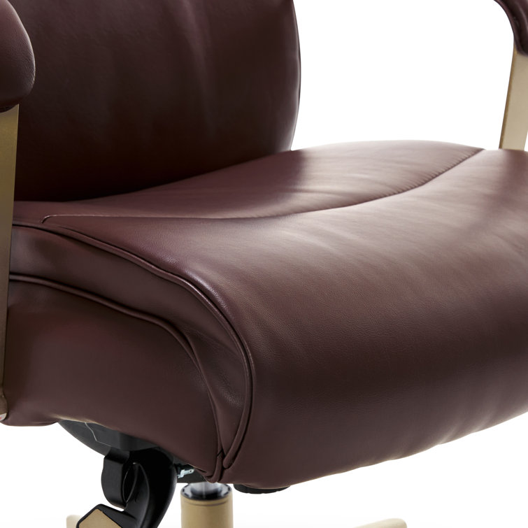 Brown Bonded Leather Ergonomic Executive Office Chair with Lumbar Support