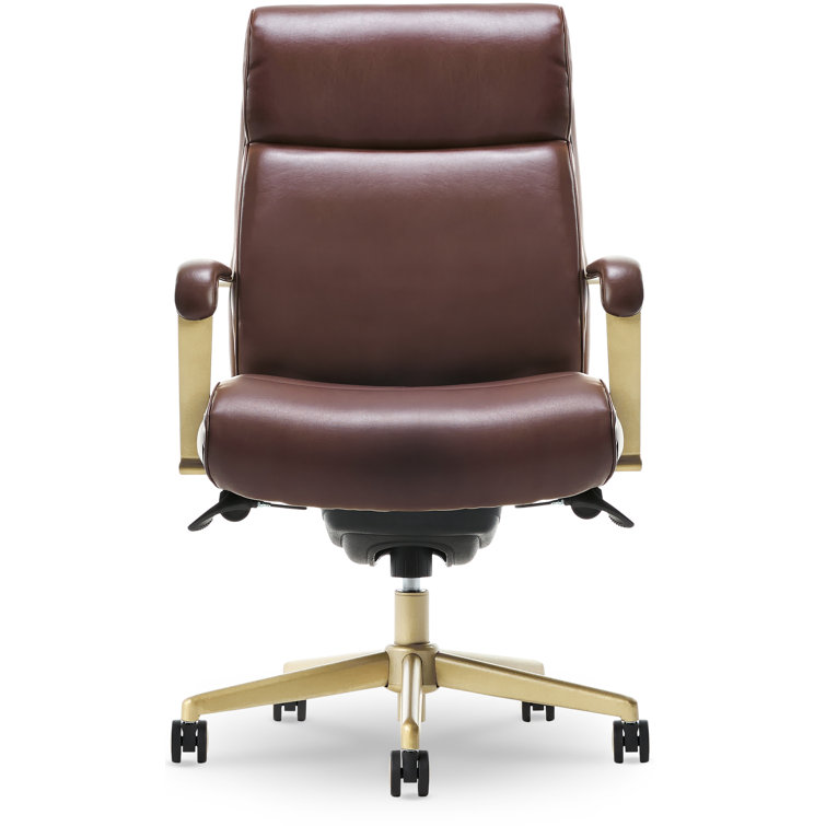 Brown Bonded Leather Ergonomic Executive Office Chair with Lumbar Support