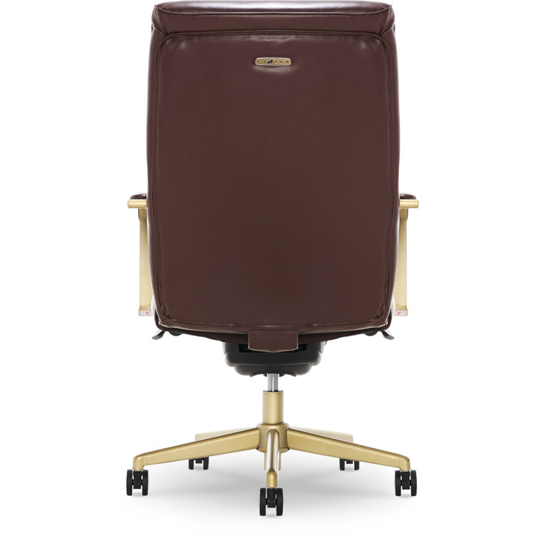 Brown Bonded Leather Ergonomic Executive Office Chair with Lumbar Support