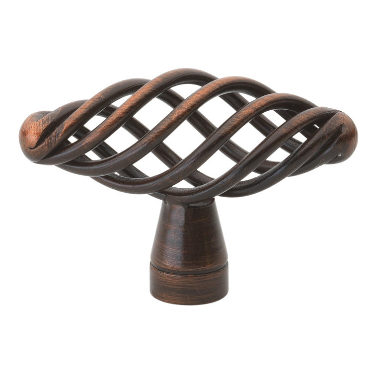 Rustic Bronze Round Birdcage Cabinet Knob with Mounting Hardware