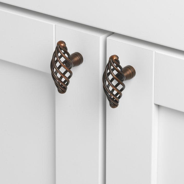 Rustic Bronze Round Birdcage Cabinet Knob with Mounting Hardware