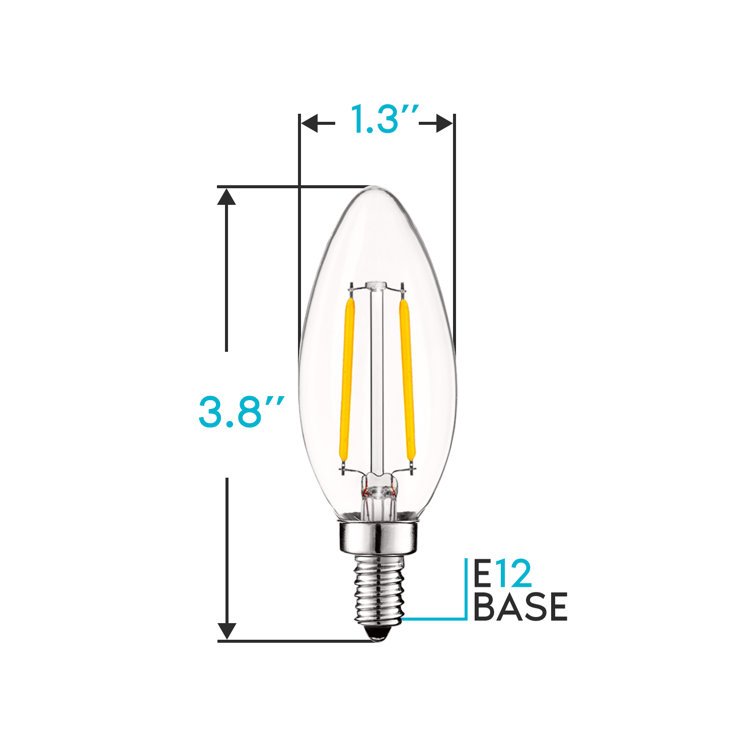 4W Dimmable White LED Candelabra Bulbs with E12 Base, 6-Pack