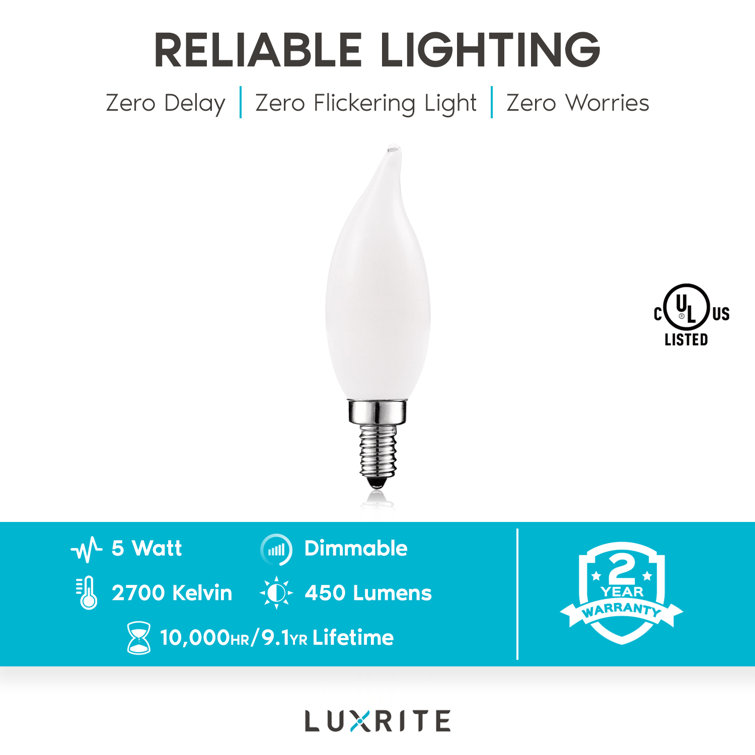 Warm White Frosted Dimmable LED Candelabra Bulbs