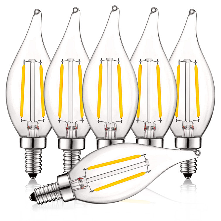 Dimmable 4W Soft White LED Candelabra Bulbs, E12 Base, 6-Pack