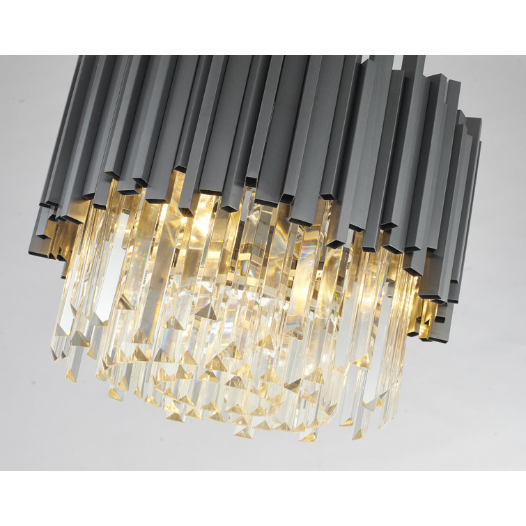 Chrome Elegance Adjustable 6-Light Drum Chandelier with Clear Crystals