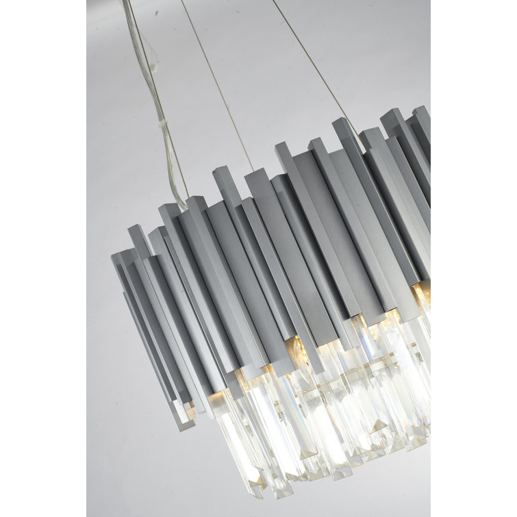 Chrome Elegance Adjustable 6-Light Drum Chandelier with Clear Crystals