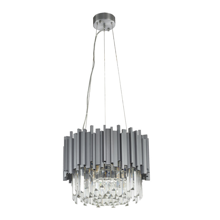 Chrome Elegance Adjustable 6-Light Drum Chandelier with Clear Crystals