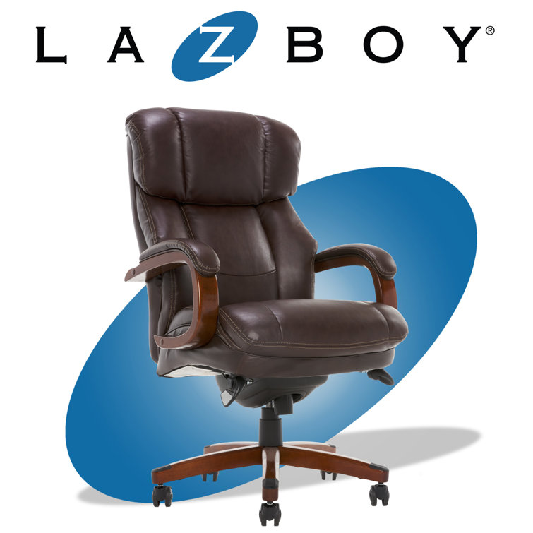 Brown Leather High Back Executive Swivel Chair with Fixed Arms