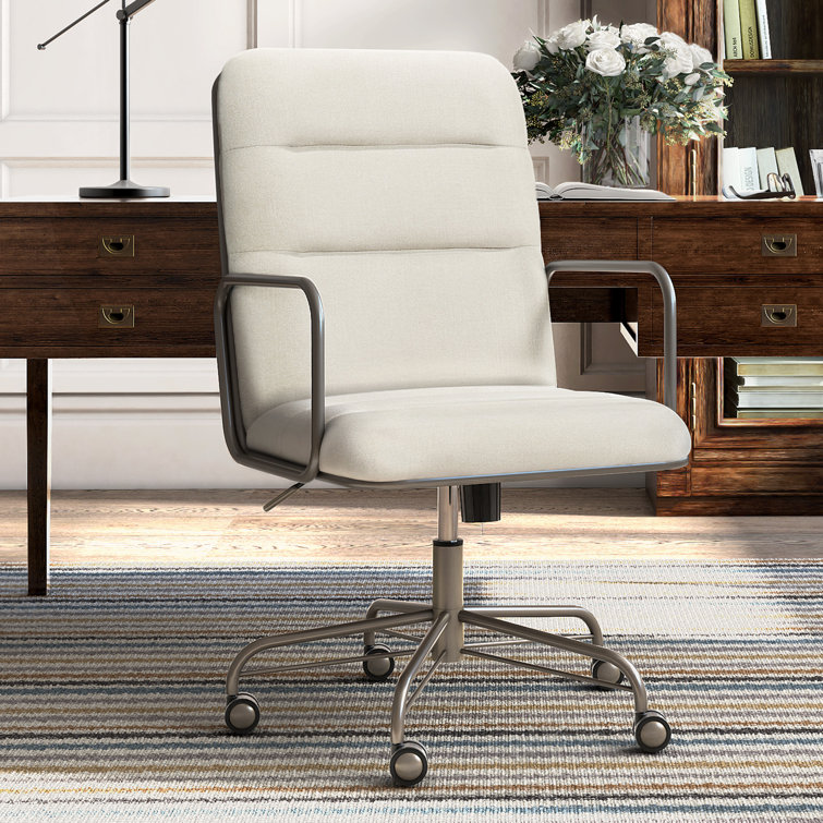 Cream High Back Leather Executive Swivel Office Chair