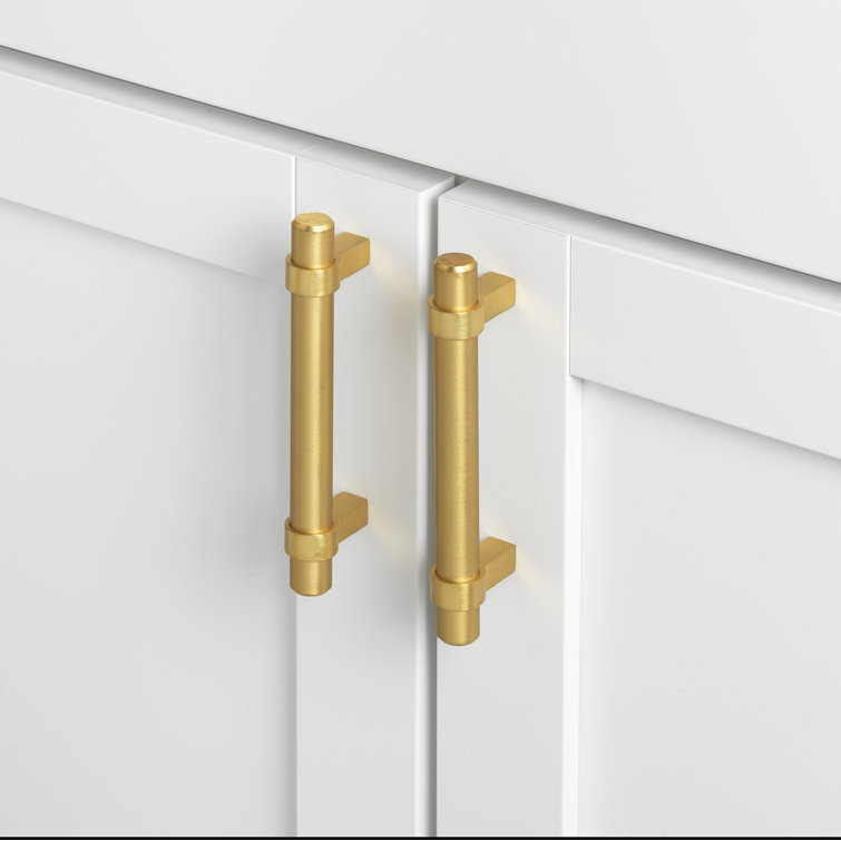 Satin Gold Modern Steel Bar Pull with Mounting Hardware