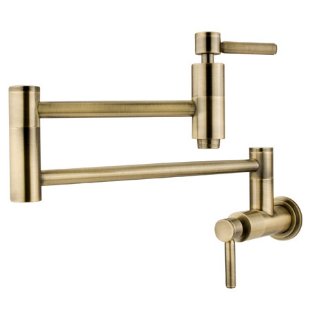 Vintage Brass Wall Mounted Pot Filler with Lever Handle