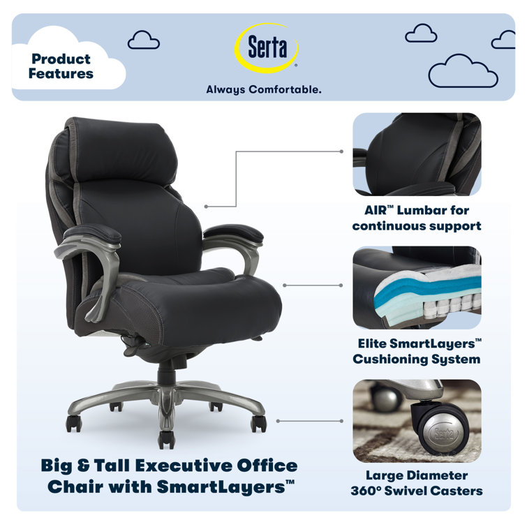 Sculpted High-Back Ergonomic Black Leather Executive Chair