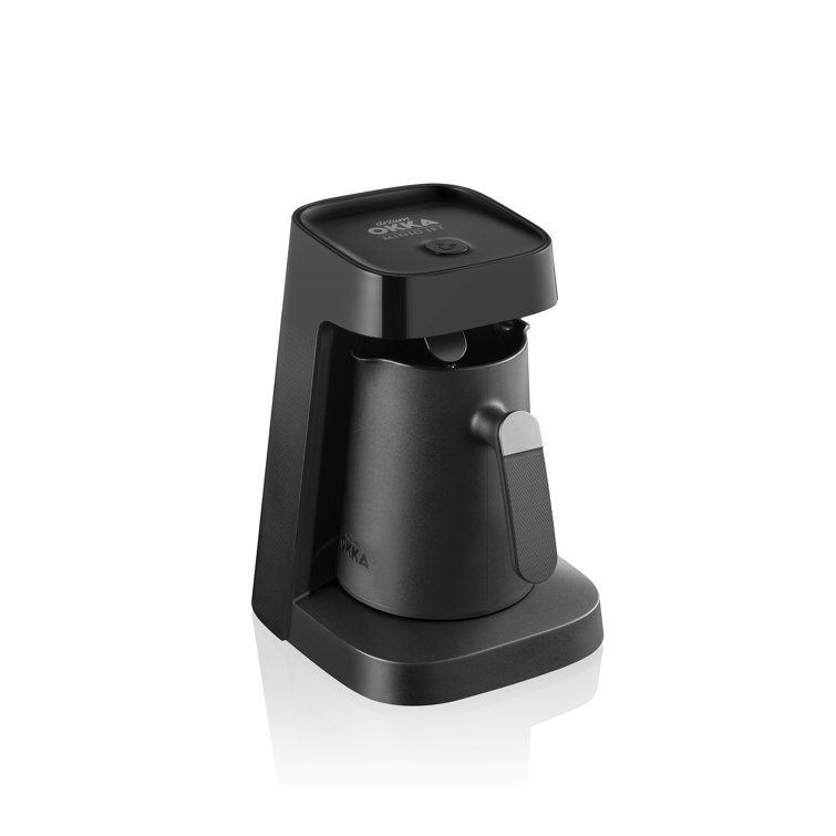 Arzum Okka Jet Black Matte Turkish Coffee Maker with Chrome Accents