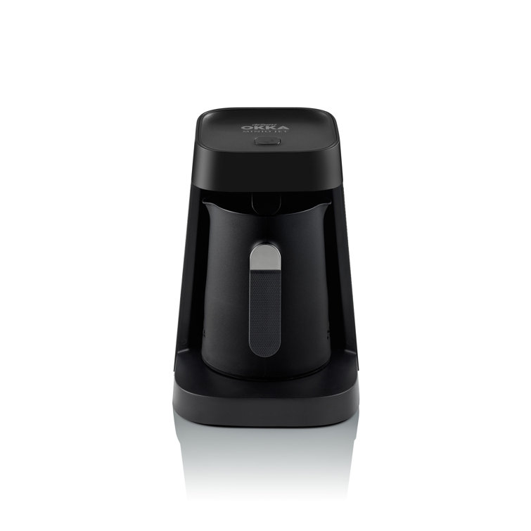 Arzum Okka Jet Black Matte Turkish Coffee Maker with Chrome Accents