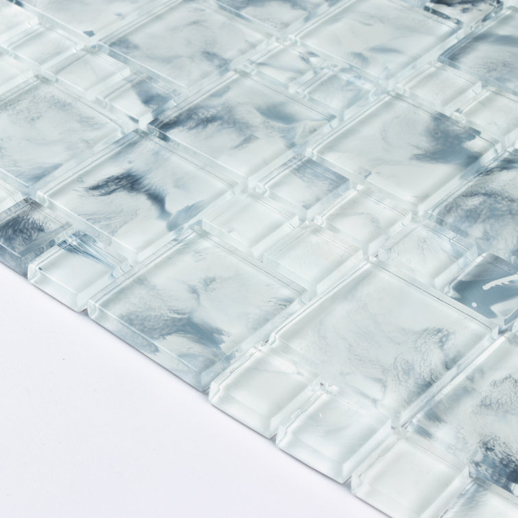 Frozen Lake Hand-Painted Glass Mosaic Tile for Walls