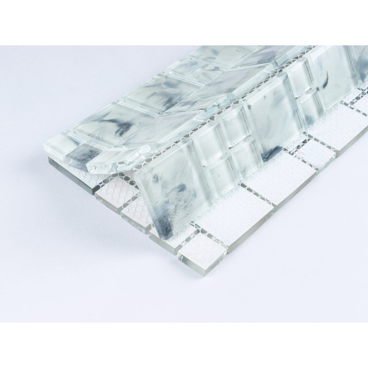 Frozen Lake Hand-Painted Glass Mosaic Tile for Walls