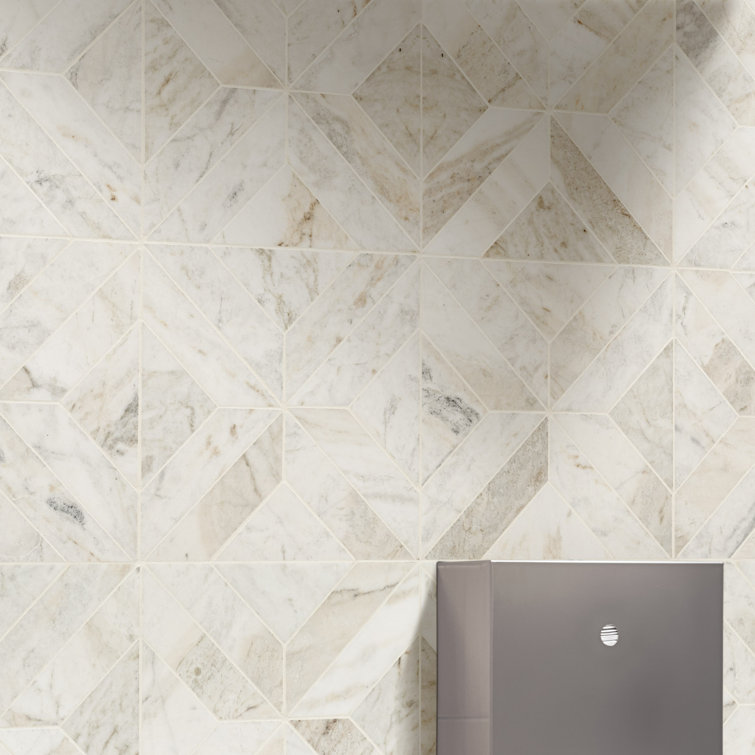 Arabescato Venato White Honed Marble Mosaic Tile Sheet