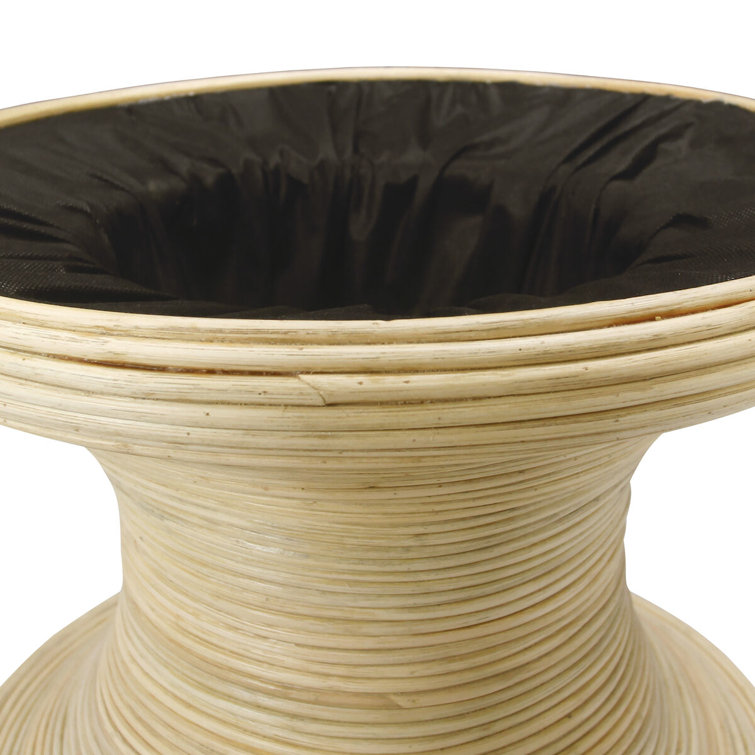 Natural Cream Upholstered Rattan Hourglass Accent Stool