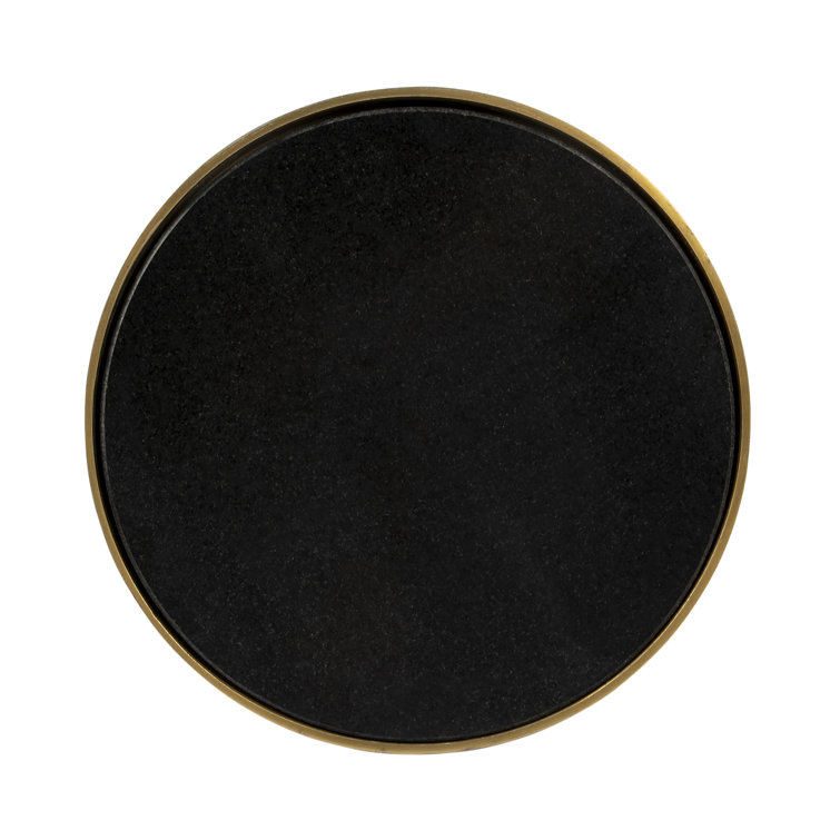 Forella Black Granite and Acrylic Pedestal Side Table