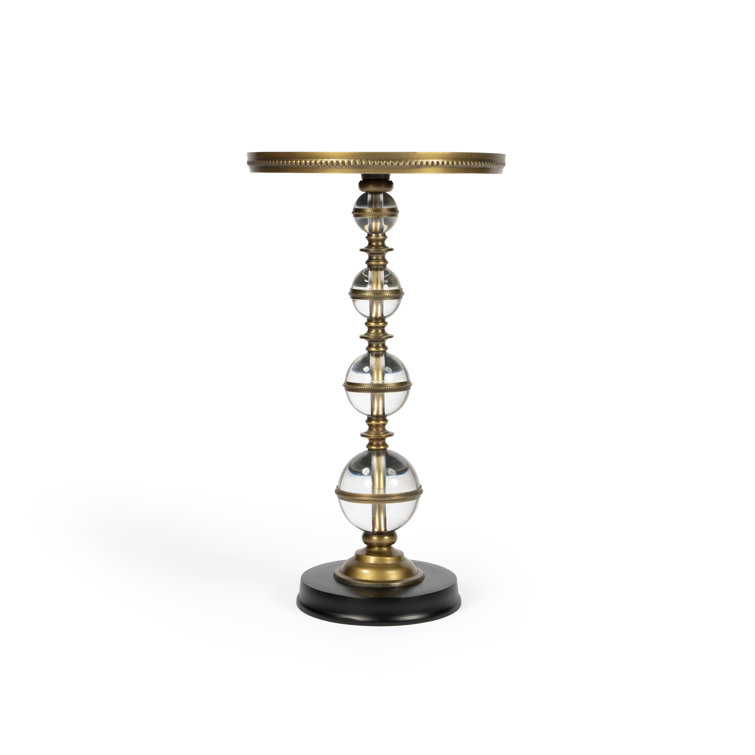 Forella Black Granite and Acrylic Pedestal Side Table
