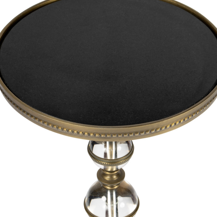Forella Black Granite and Acrylic Pedestal Side Table