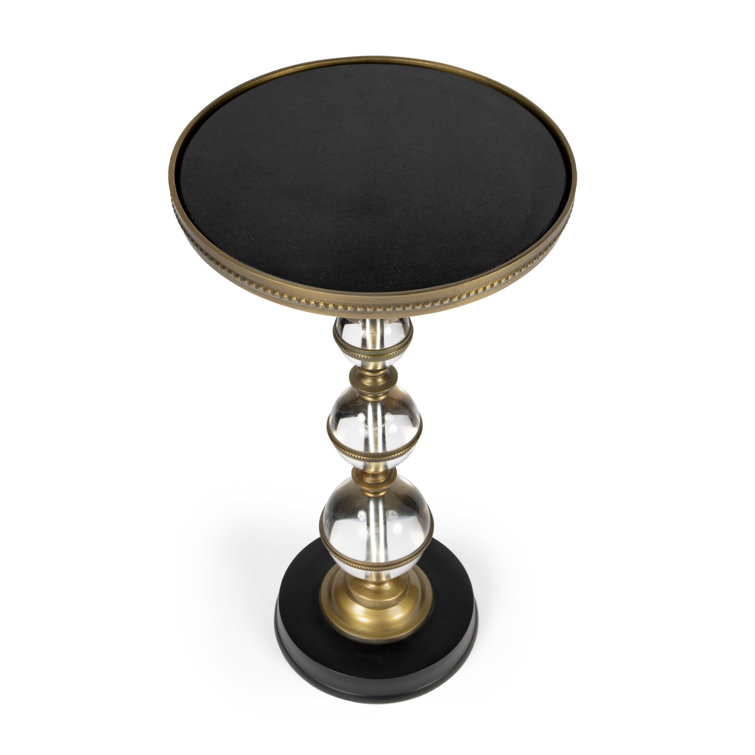 Forella Black Granite and Acrylic Pedestal Side Table