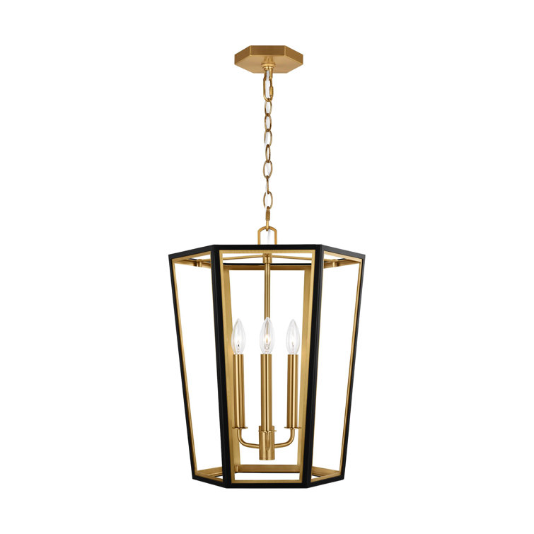 Midnight Black and Brass 3-Light Indoor/Outdoor Lantern