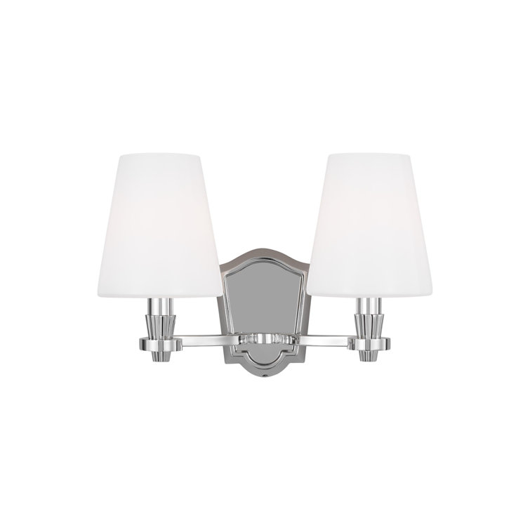 Polished Nickel 2-Light Glass Shade Vanity Fixture