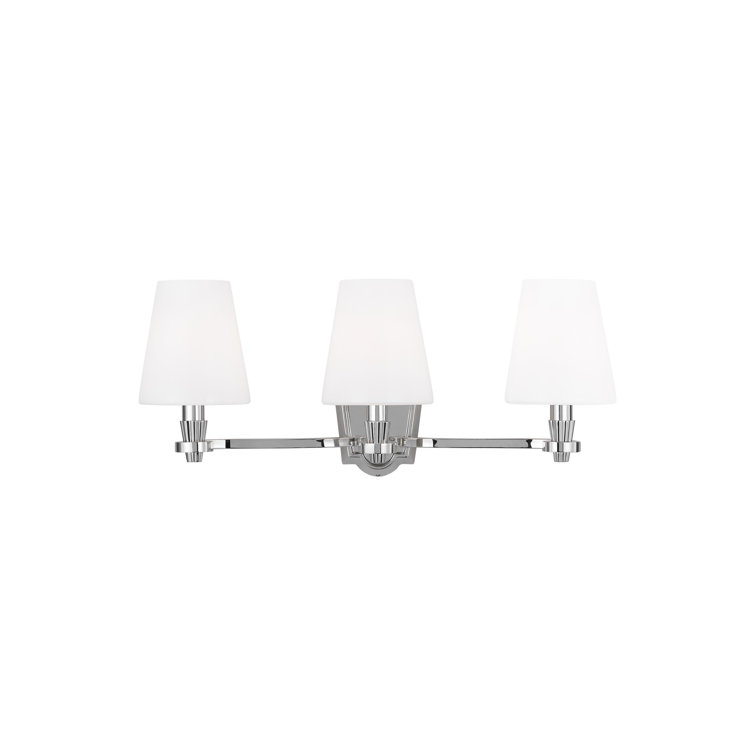 Polished Nickel 3-Light Vanity with Milk White Glass Shades