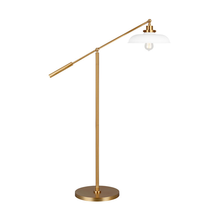 Wellfleet Adjustable 46" Matte White and Burnished Brass LED Task Floor Lamp Set