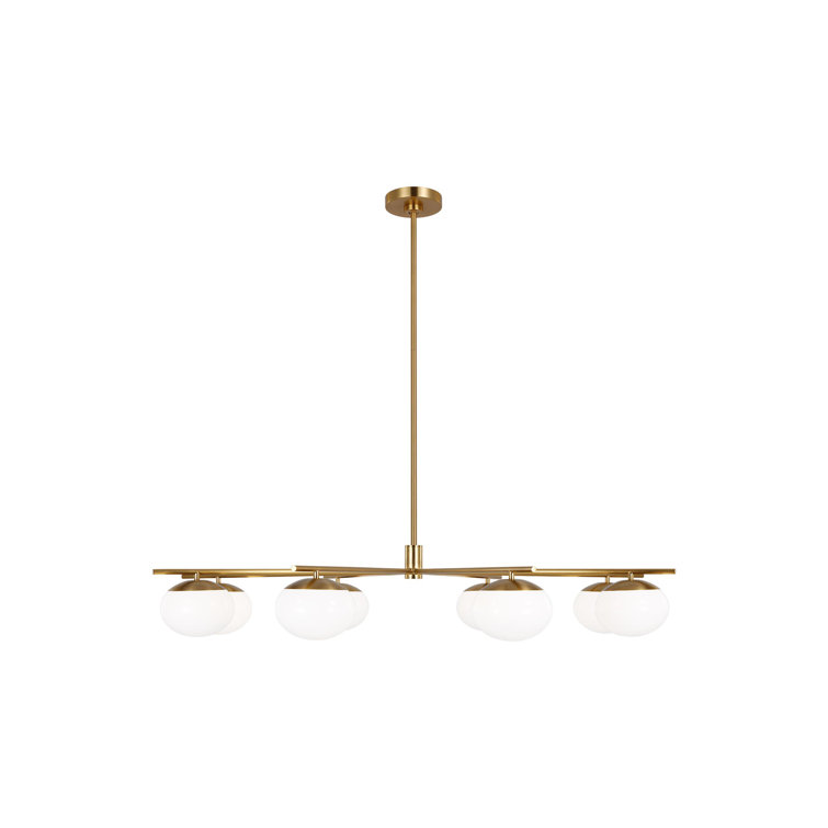 Burnished Brass 8-Light Sputnik Chandelier with Frosted Glass Shades