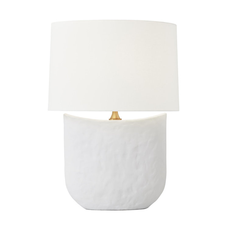 Matte White Ceramic Table Lamp with Linen Shade