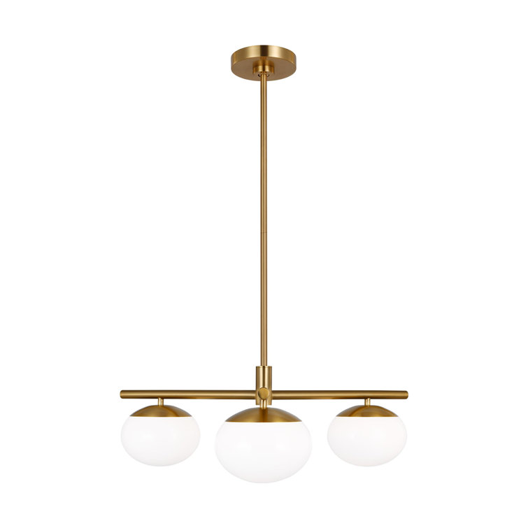Burnished Brass 3-Light Globe Chandelier with Milk Glass Shades