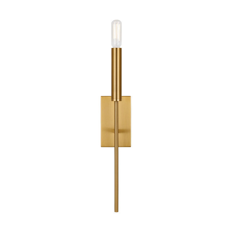 Burnished Brass Single Light Wall Sconce with White Drum Shade