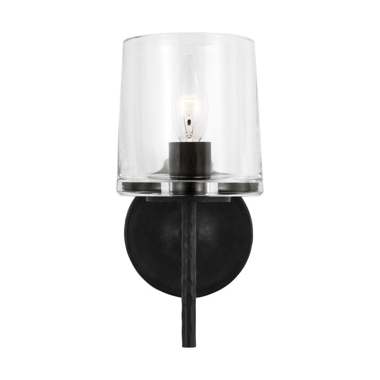 Aged Iron Clear Glass Dimmable Sconce with Torpedo Bulb
