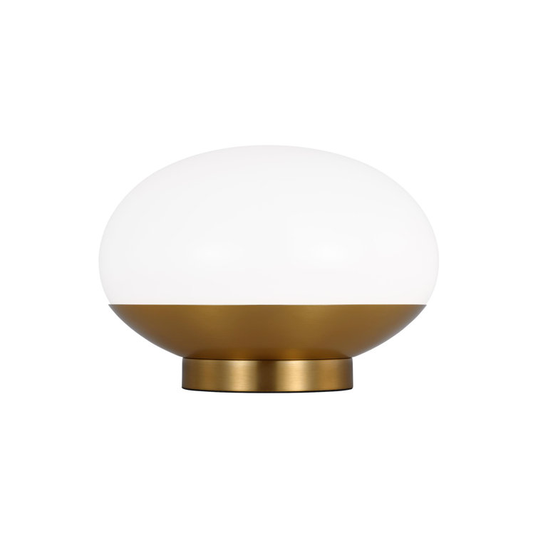Burnished Brass and White Glass Globe Table Lamp