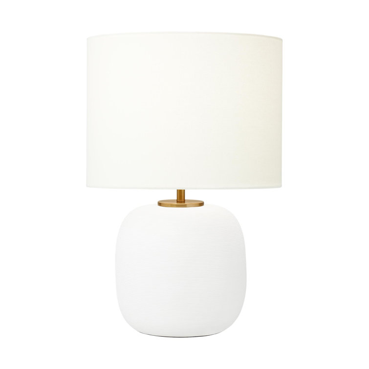 Matte White Ceramic Table Lamp with Linen Shade