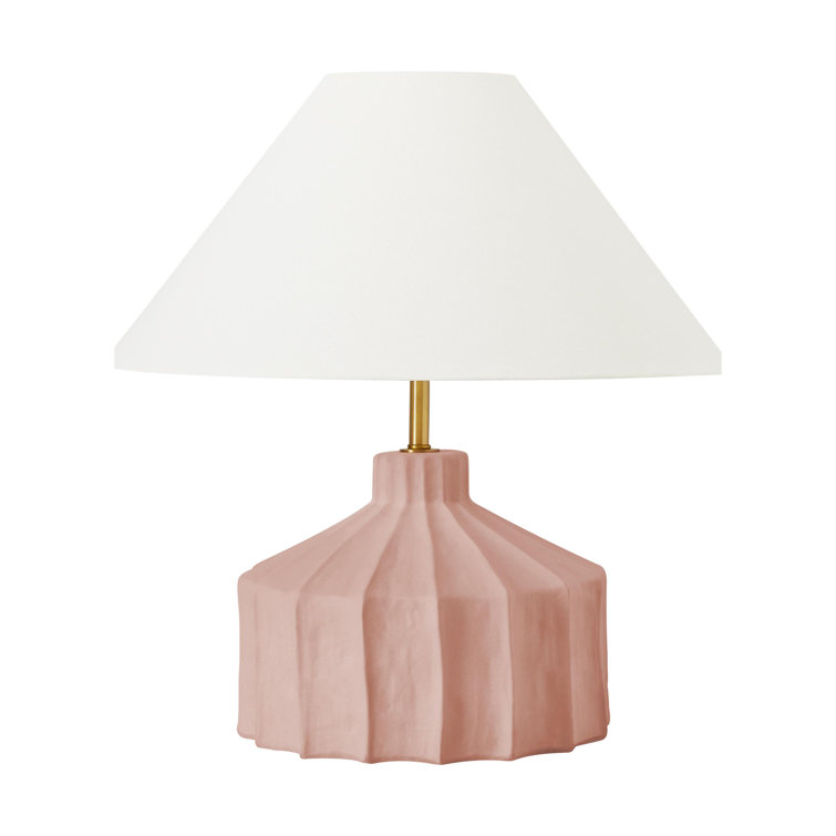 Adjustable Dusty Rose Table Lamp with White Linen Shade