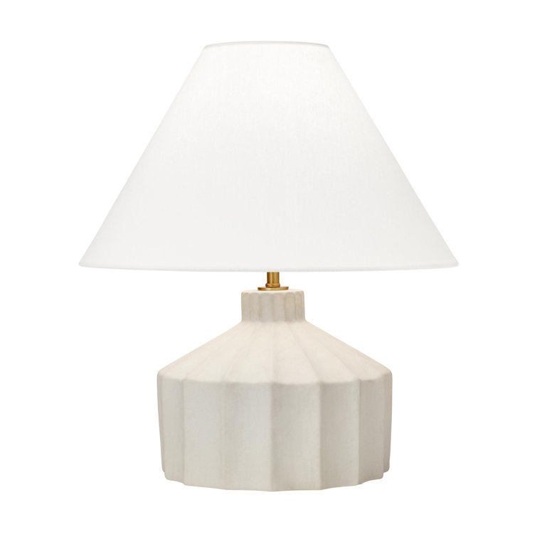 Small Matte Concrete Table Lamp with White Linen Shade