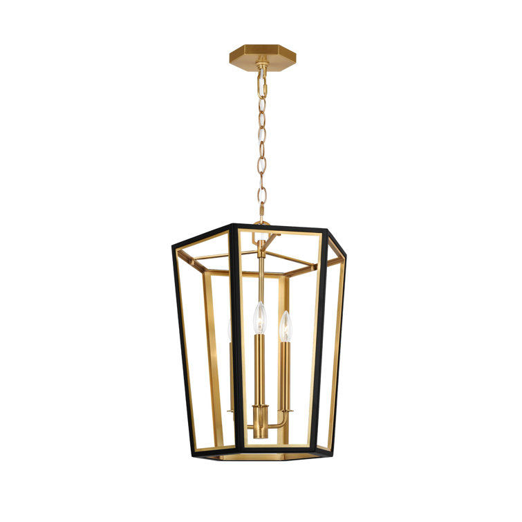 Midnight Black and Brass 3-Light Indoor/Outdoor Lantern