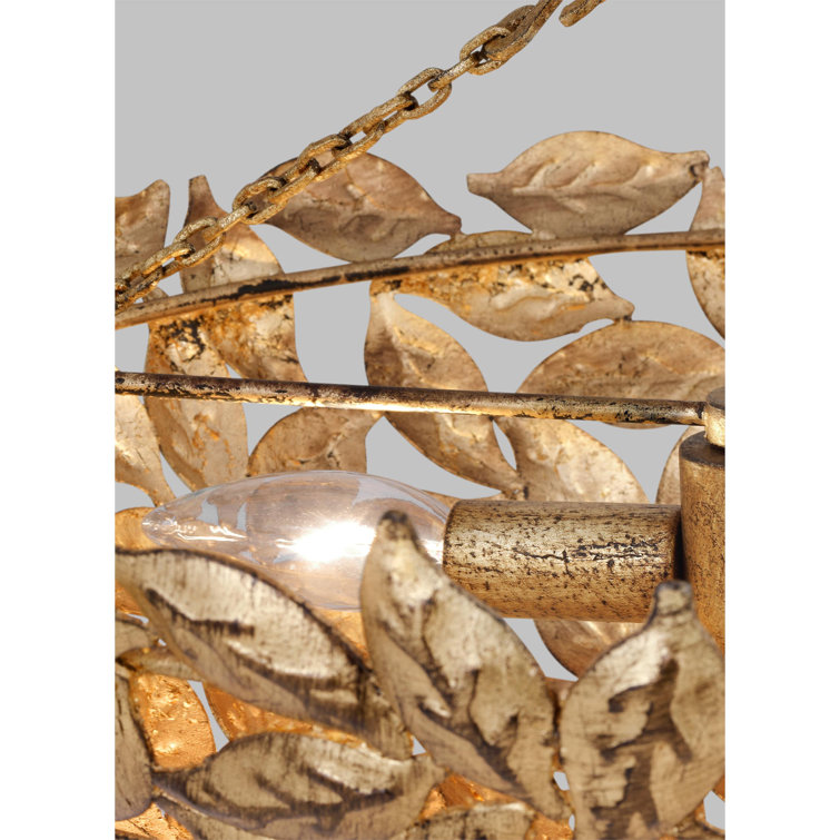 Antique Gold Leaf Pattern LED Flush Mount Light