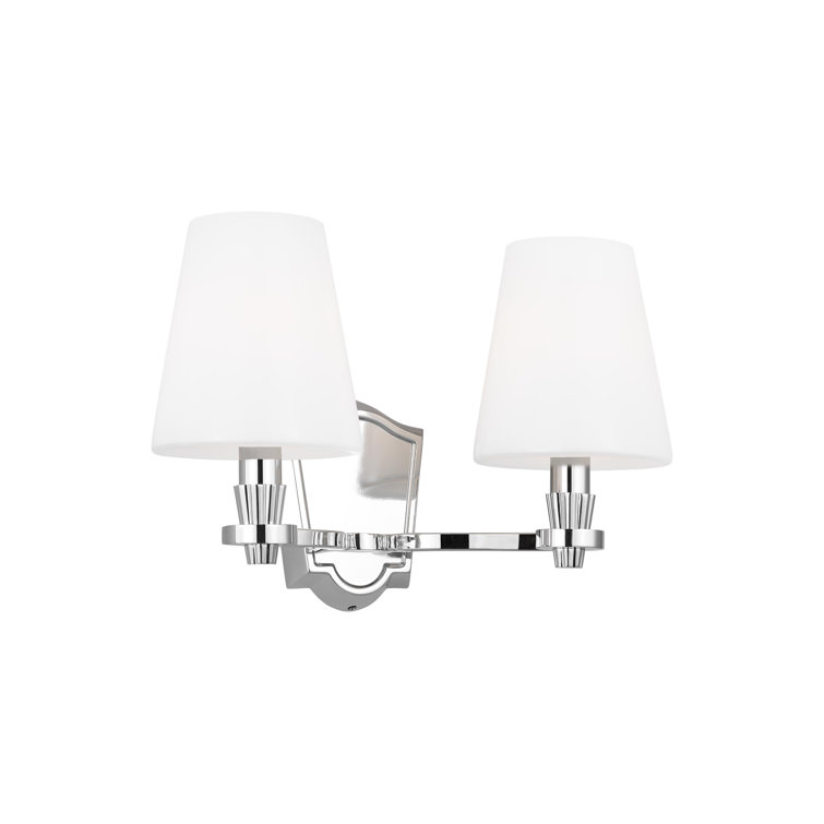 Polished Nickel 2-Light Glass Shade Vanity Fixture