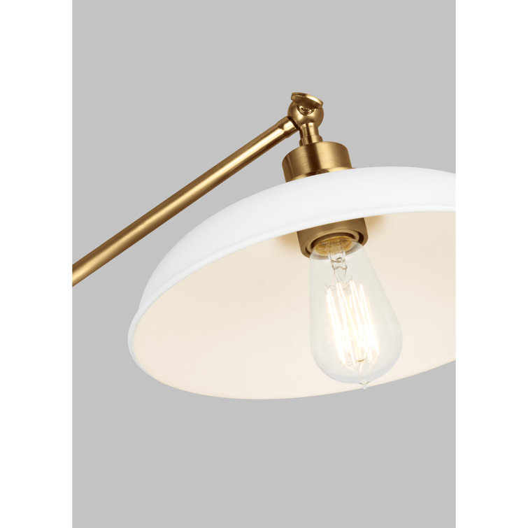 Wellfleet Adjustable 46" Matte White and Burnished Brass LED Task Floor Lamp Set