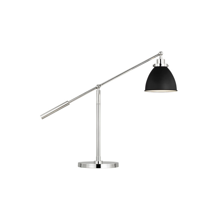 Adjustable Midnight Black and Polished Nickel Desk Lamp