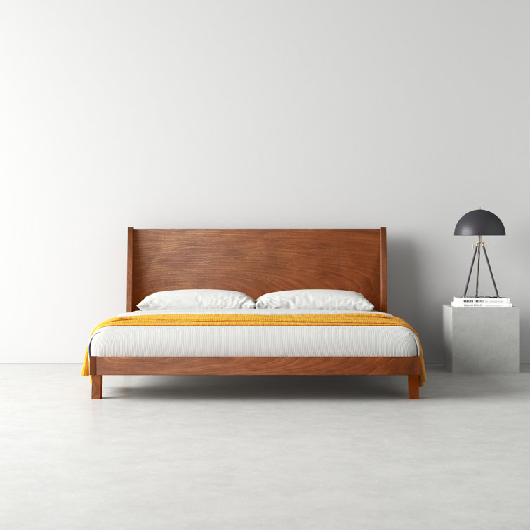 Acorn Brown Mahogany California King Platform Bed with Headboard