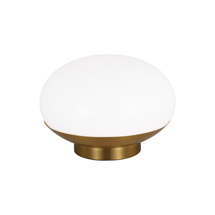 Burnished Brass and White Glass Globe Table Lamp