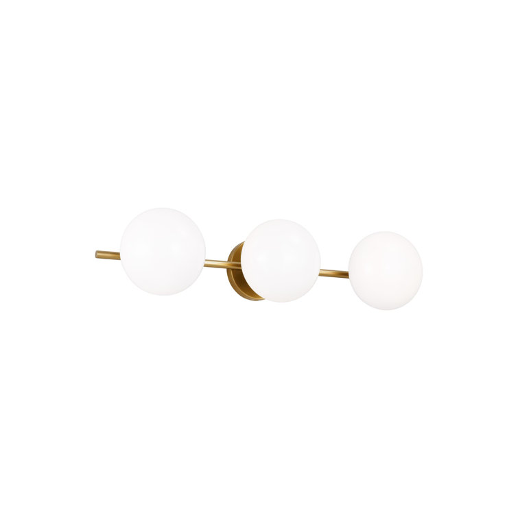 Burnished Brass and Milk White Glass 3-Light Vanity Fixture