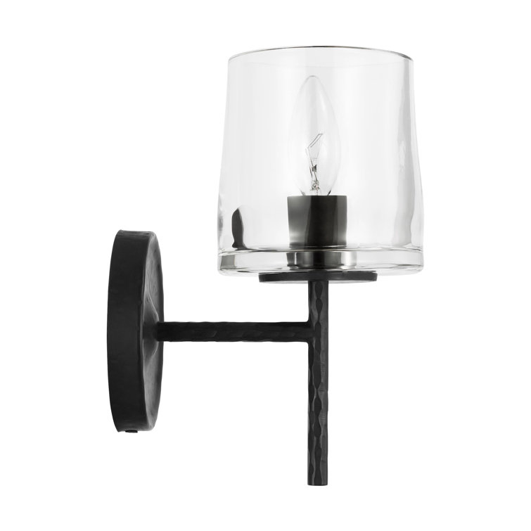 Aged Iron Clear Glass Dimmable Sconce with Torpedo Bulb